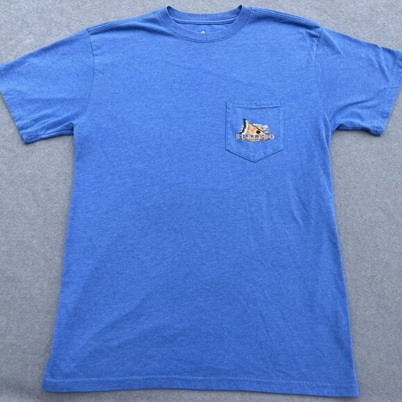 BURLEBO Short Sleeve T Shirt Mens Medium Crew Neck Blue See You On The Water - Picture 4 of 5